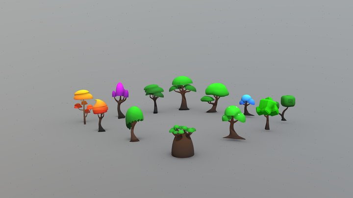 Stylized LowPoly Trees Set 2 3D Model