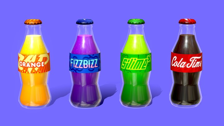 Glass Soda Bottles 3D Model