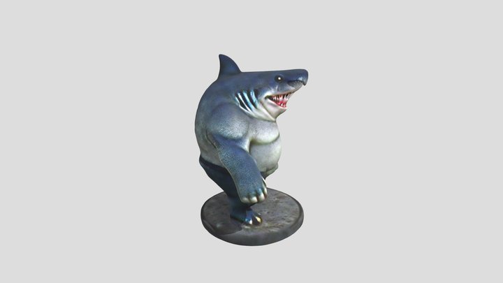 Shark With A Big Head Monster Figure T-pose 3D Model