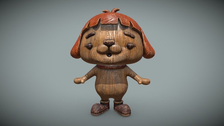 Bobbed Dog/wood ver. 3D Model