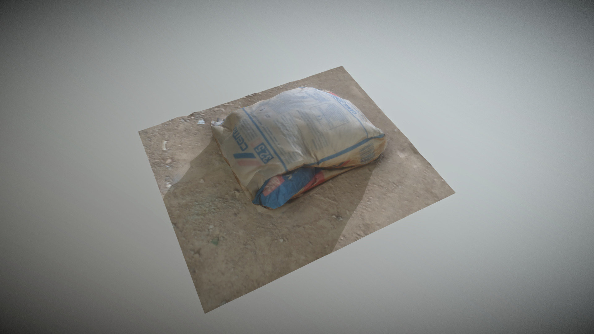low poly photogrammetry Sack of brown cement