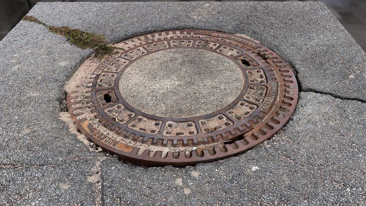 dirty manhole cover HQ PBR