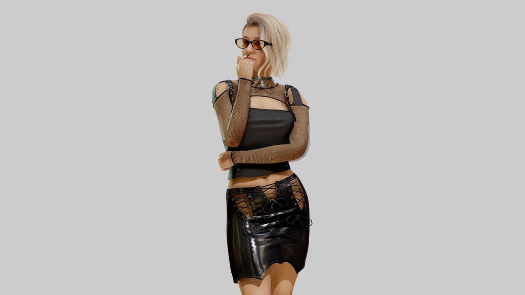 Cyberpunk Gothic Outfit Low-poly 3D model