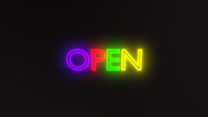 Neon open sign 3D Model