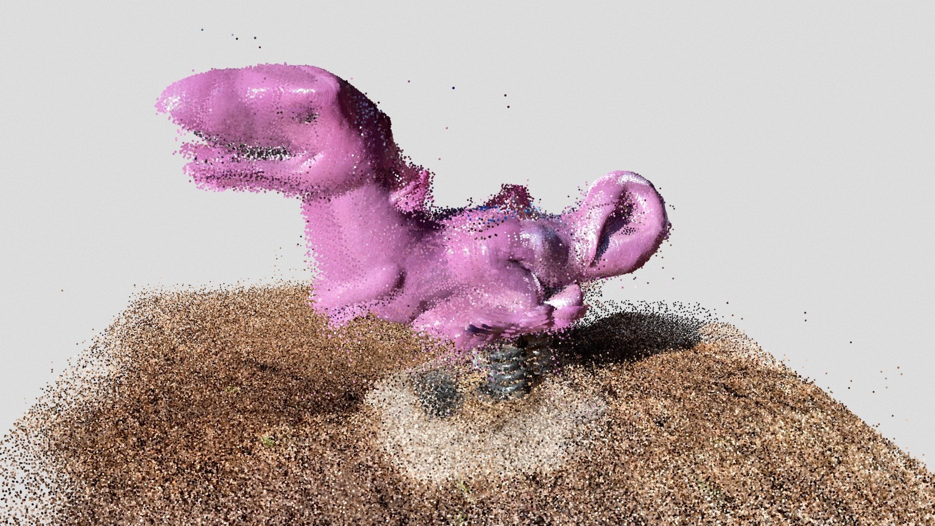 A purple dinosaur in a playground