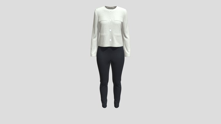 Short Tweed Jacket Outfit 3D Model