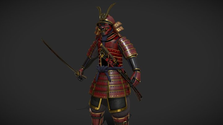 Red Samurai Armor - A Pose 3D Model