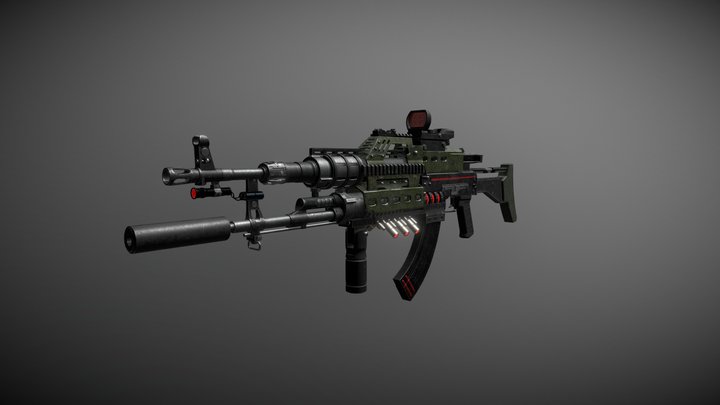 Scifi Assault Rifle 3D Model