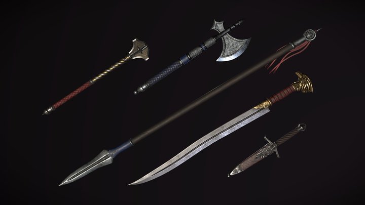 Weapons Set Game Ready Assets 3D Model