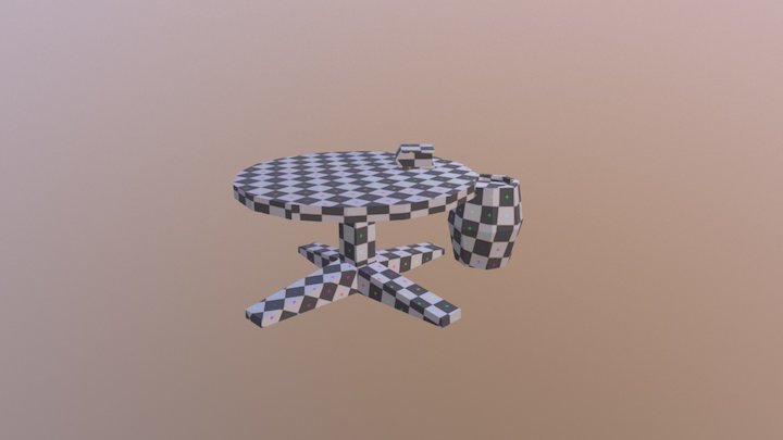 Barril, Mesa E Livro 3D Model