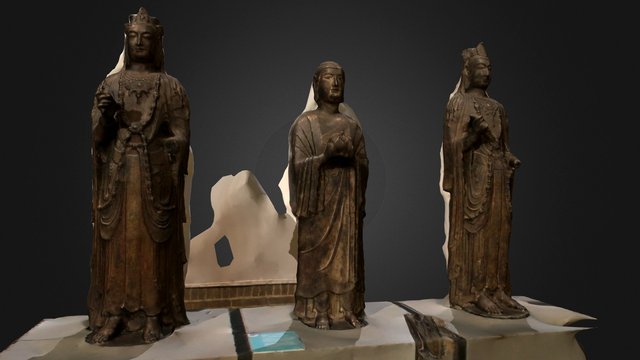 Buddhist statues: the Xiangtangshan triad 3D Model