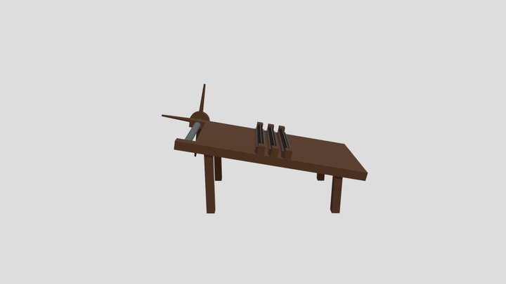 Inclined Torture Table with Spiked Rollers 3D Model