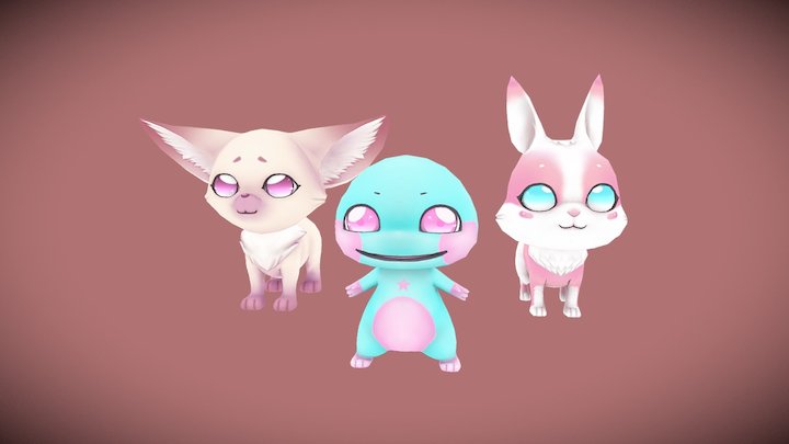 Rabbit & fox 3D Model