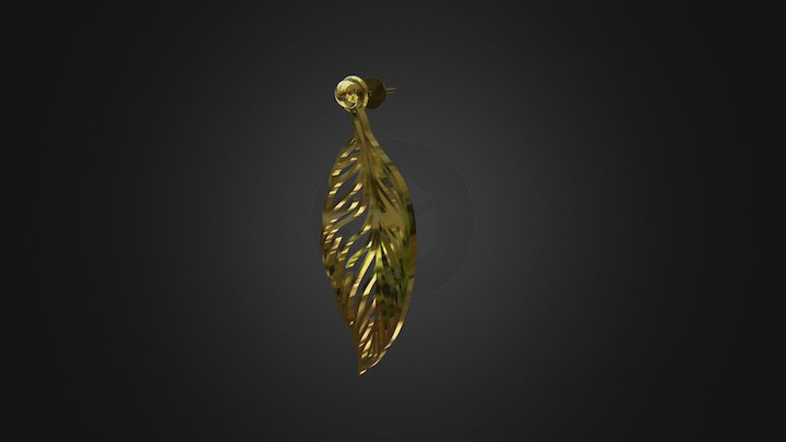 Gold leaf Earring 3D Model