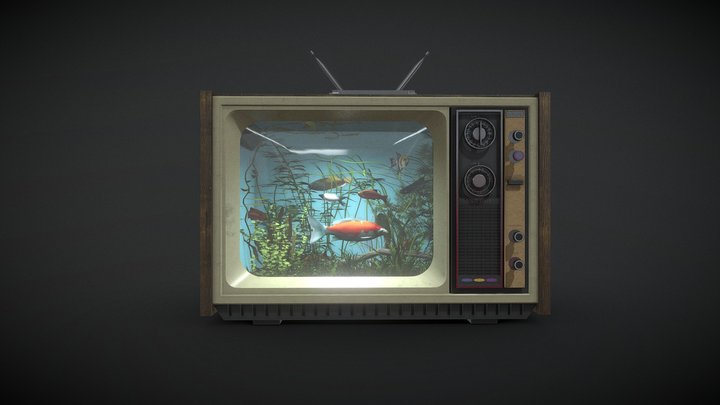 Old TV Aquarium 3D Model