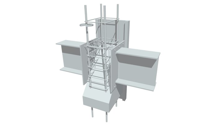 Unión pilar hormigón con viga metálica 3D Model