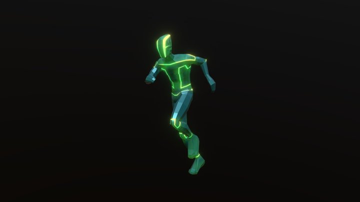 Neon Runner Animations Set 3D Model