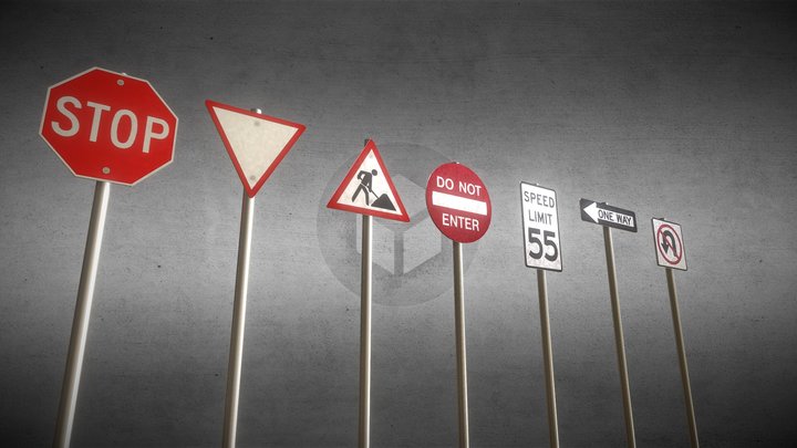 Road Signs Basic I (USA) 3D Model