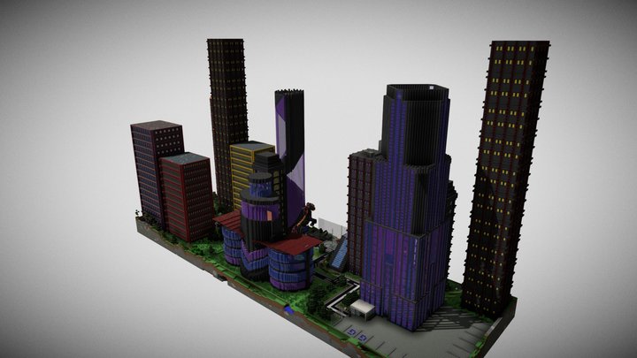 Minecraft Neon City 3D Model