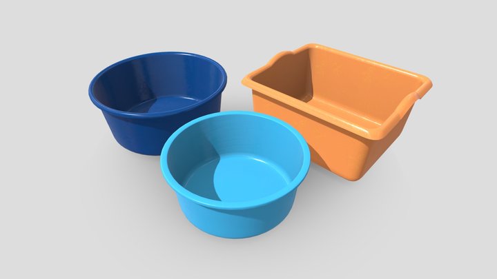 Plastic Wash Basin Pack 3D Model
