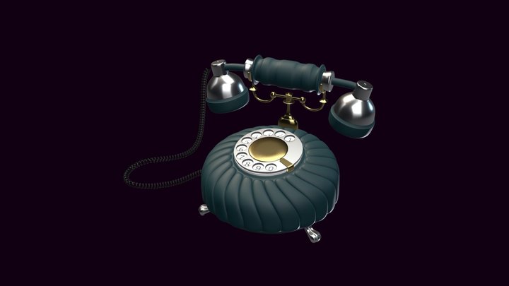 Retro styled phone in blue 3D Model
