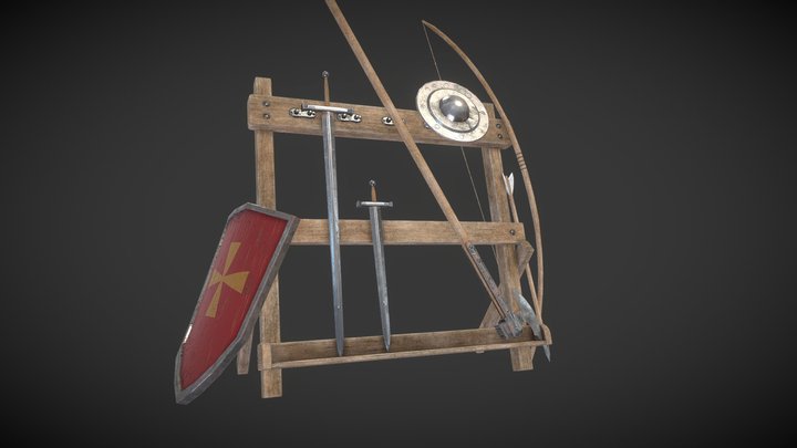 Medieval items Low-Poly 3D Model