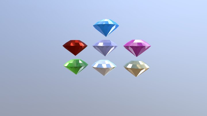 Sonic (The Hedgehog) 7 Chaos Emeralds Game Prop 3D Model