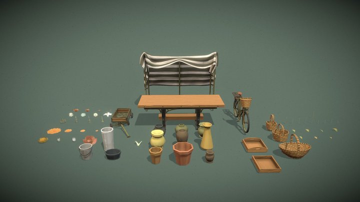 19th Century Florist Props 3D Model