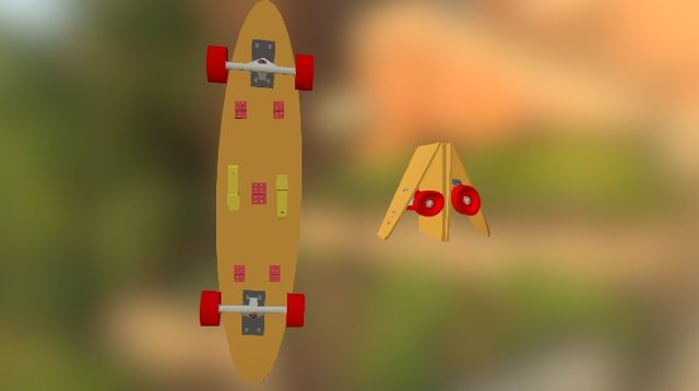 Foldable Longboard Skateboard 2 3D Model