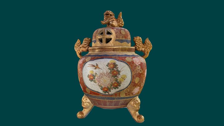 狛犬の黄金の壺 -Golden vase of a guardian dog- 3D Model