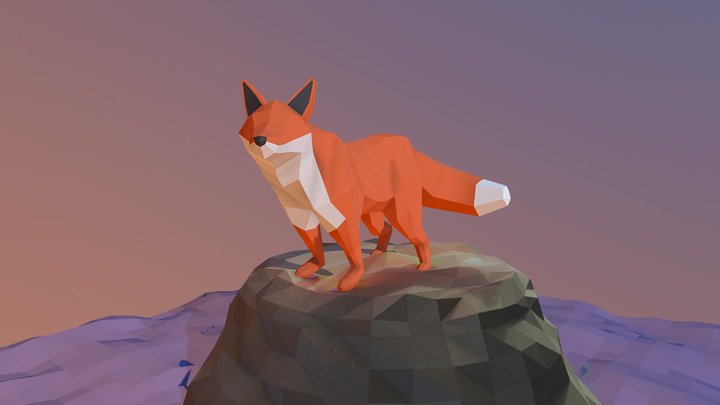 Low Poly Fox 3D Model
