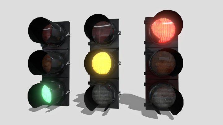 8-Inch GE Dr6 Traffic Signals 3D Model