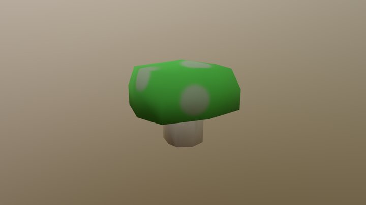Low Poly Green Mushroom 3D Model