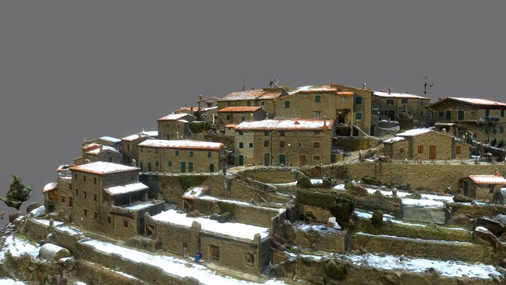 Anciolina: 3D Hilltop Village Scan, Snowy 3D Model
