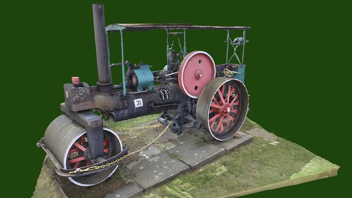 Walec drogowy parowy MD/T/3 - Steam Road Roller 3D Model