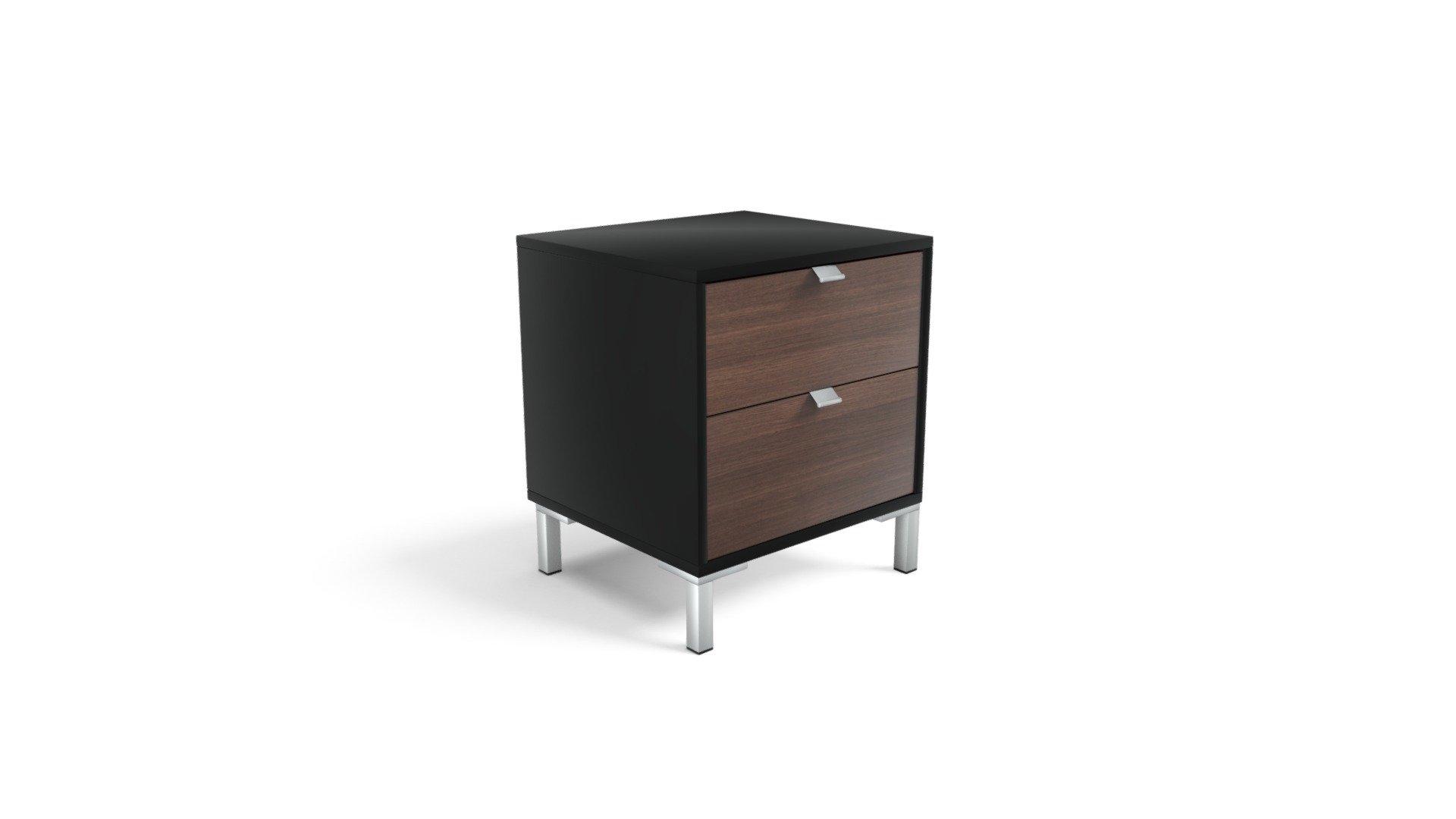 Latymer Bedside Table, Walnut and Black Gloss