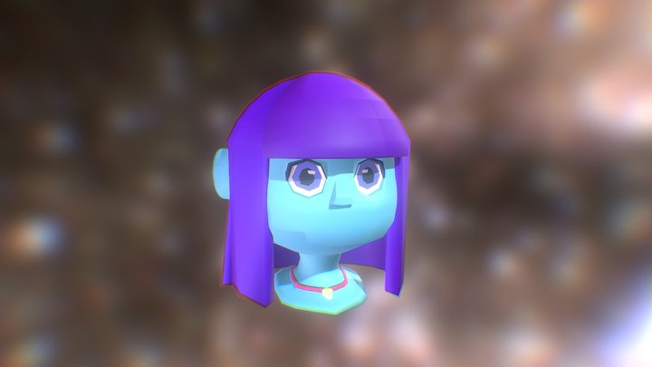 Cute Blue Girl (First Finished Model) 3D Model