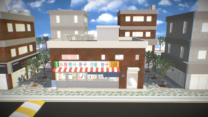 Villa BG - 1f stationery store, 2f family house 3D Model