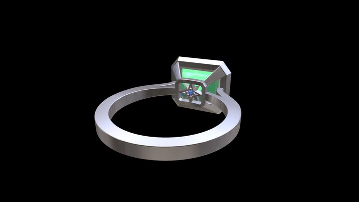 Emerald-Cut Hidden Star Engagement Ring 3D Model