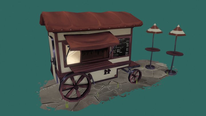 Kurtos kolacs food cart 3D Model
