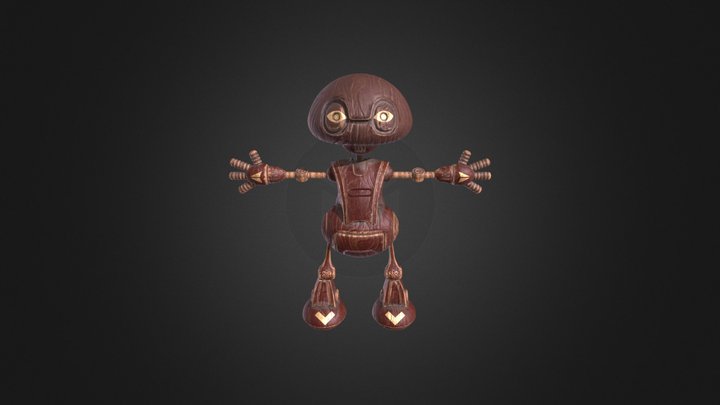 Wooden Robot 3D Model