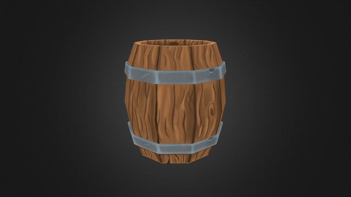 Barrel Hand Painted low poly 3D Model