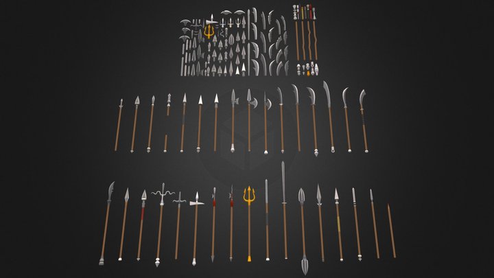 Low poly spear - Modular pack 3D Model