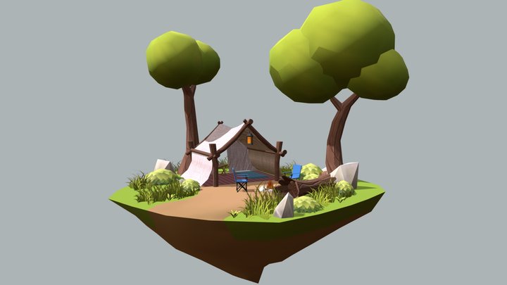 Meditation Scene Diorama 3D Model