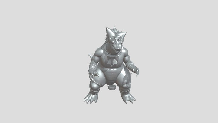 Monster with red bow and chains 3D Model