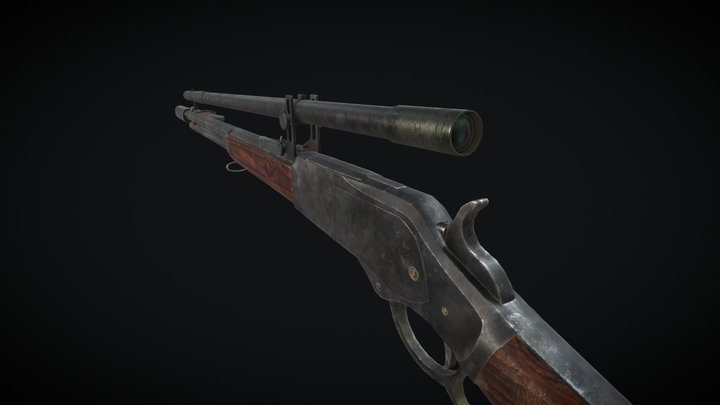 Winchester 1873 with attachments low-poly 3D Model
