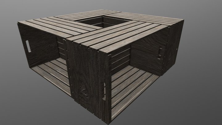 Wooden Crate Table 3D Model