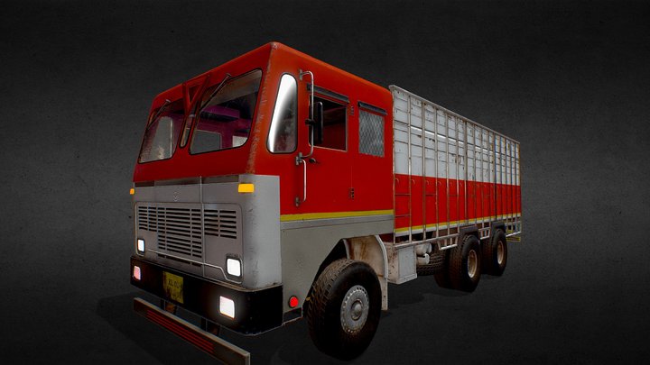 Indian lorry _ Heavy mid poly truck 3D Model