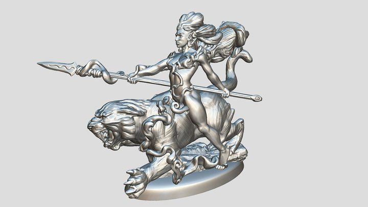 Girl And Tiger 3D Model