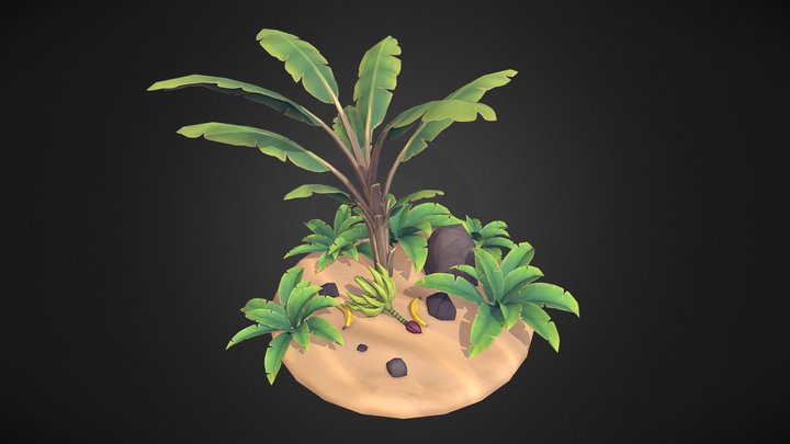 Banana Plant Diorama 3D Model